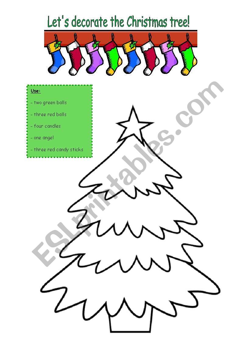 Let´s decorate the tree! - ESL worksheet by Malteser100