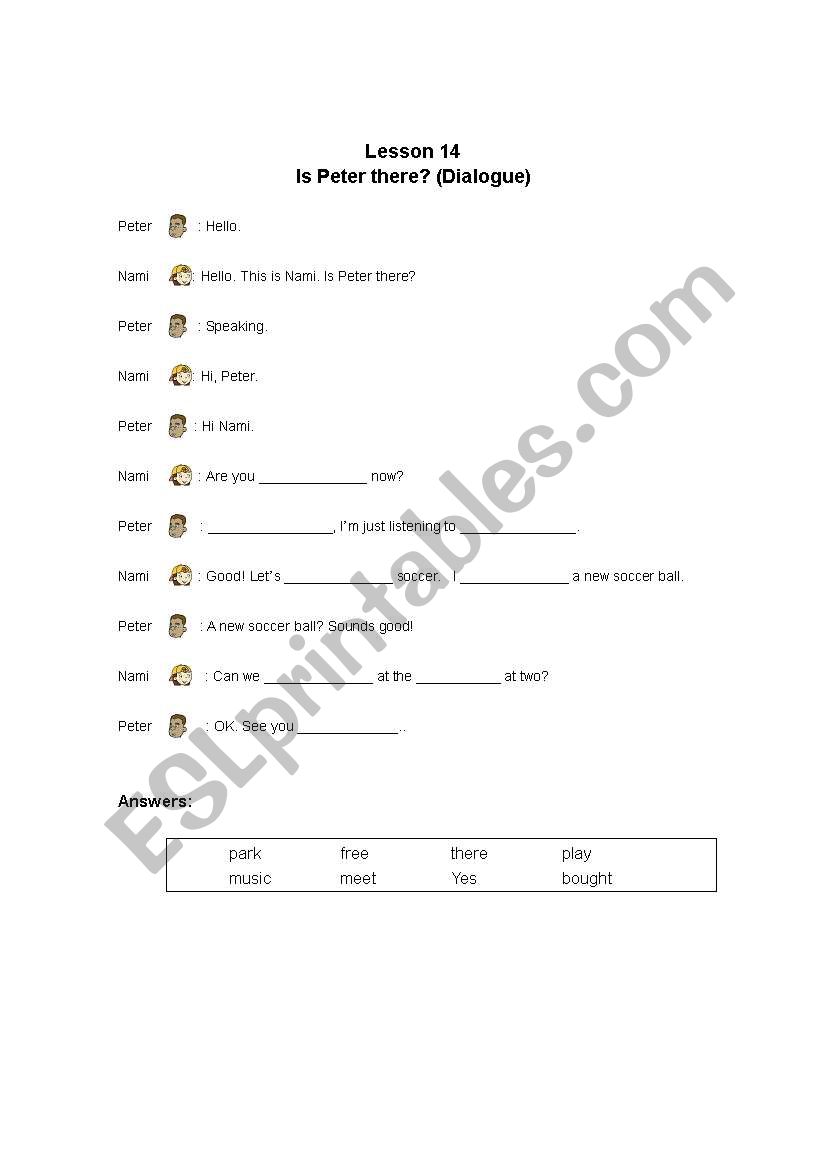 Answering the Phone worksheet