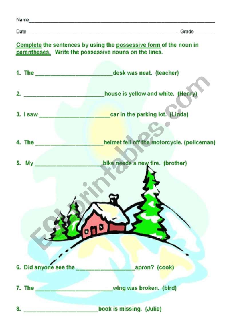 Possessive form worksheet