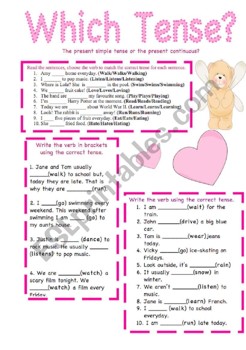 Which Present Tense worksheet