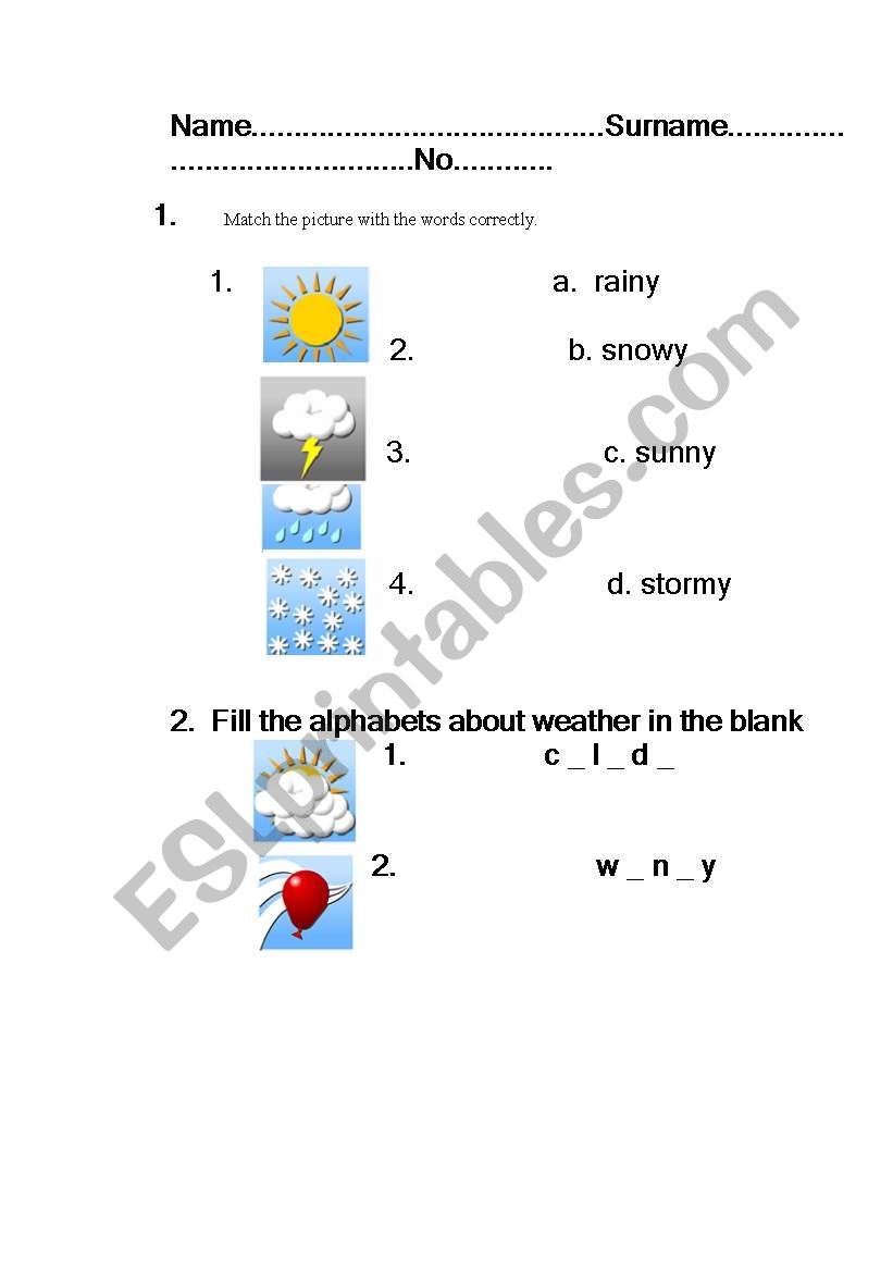 weather worksheet