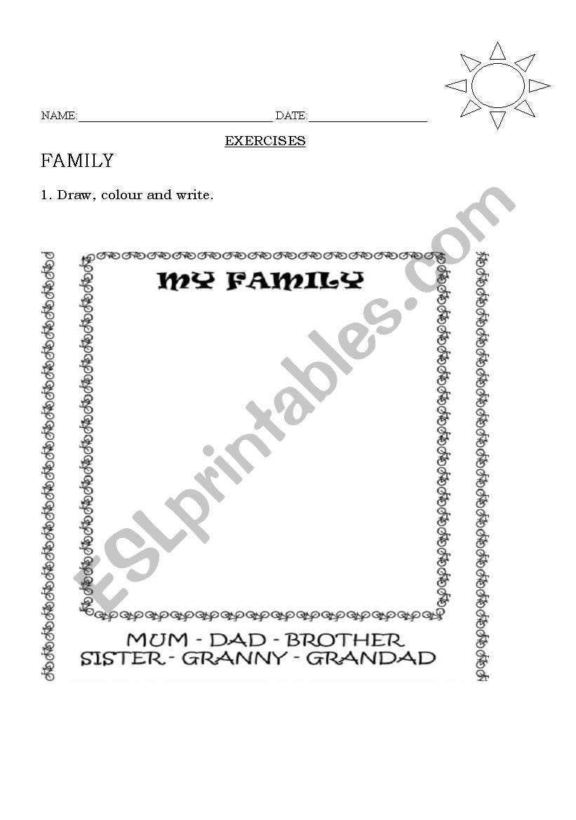 family numbers activity worksheet