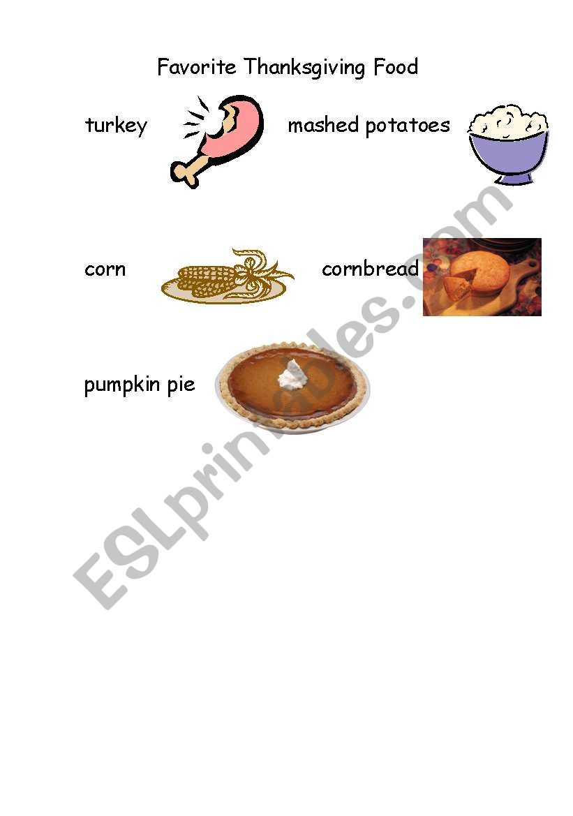 Favorite Thanksgiving food  worksheet