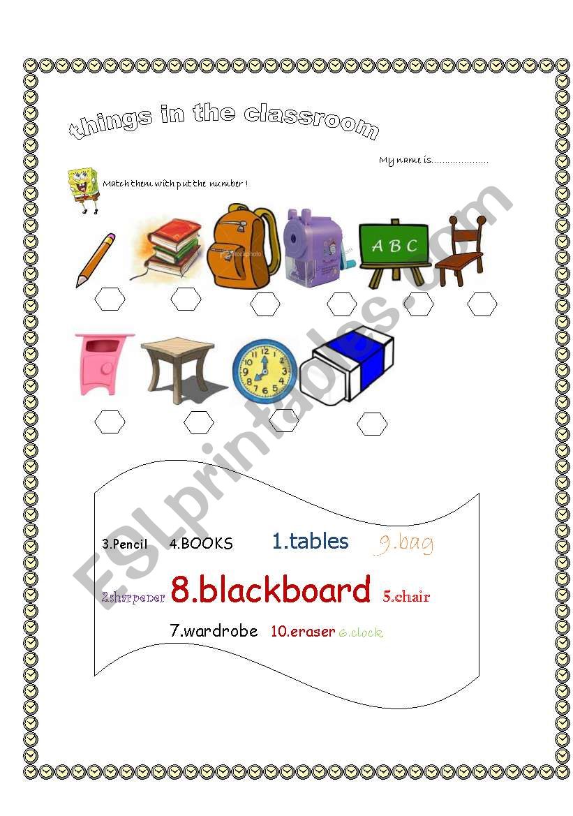 things in the classroom worksheet