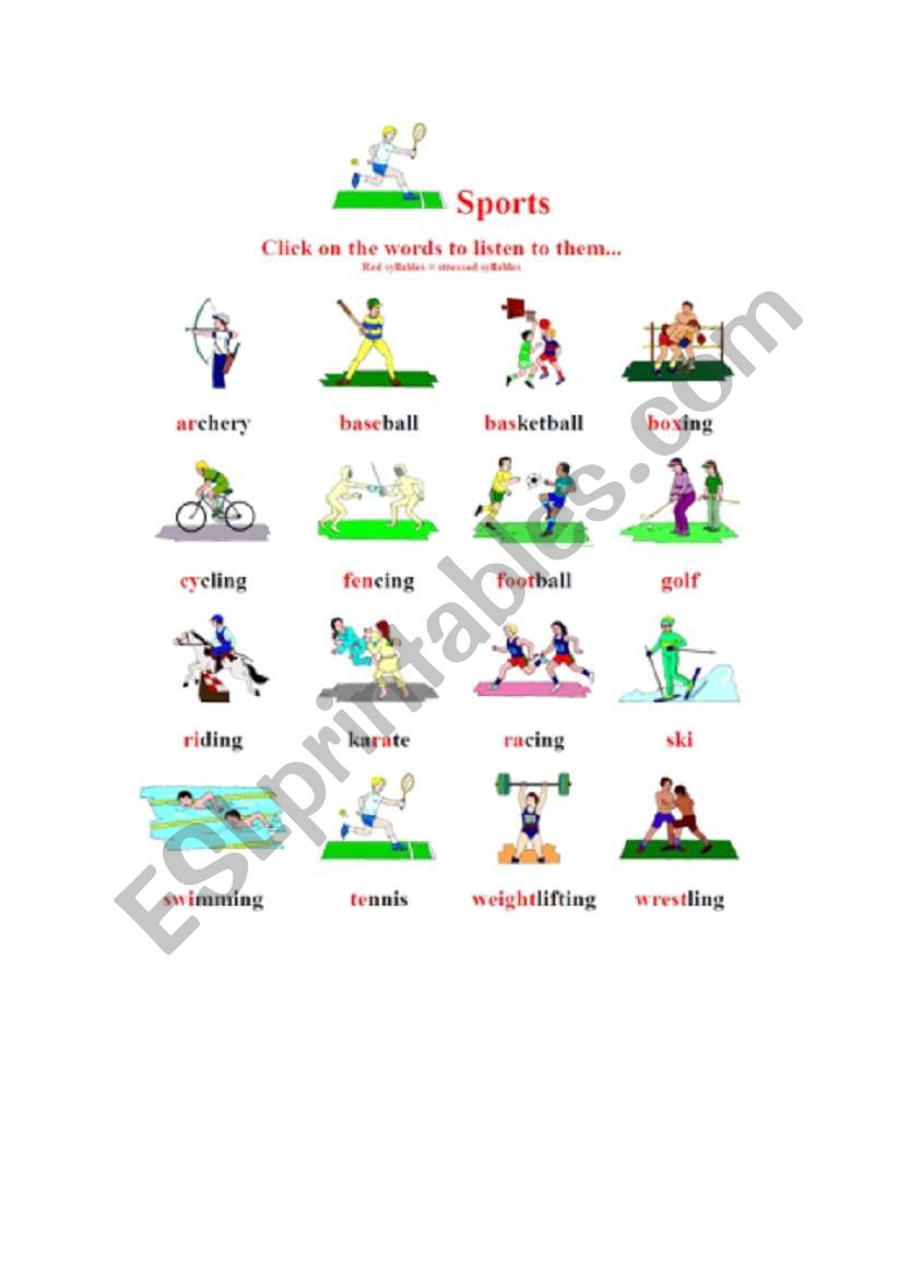 sports spelling worksheet