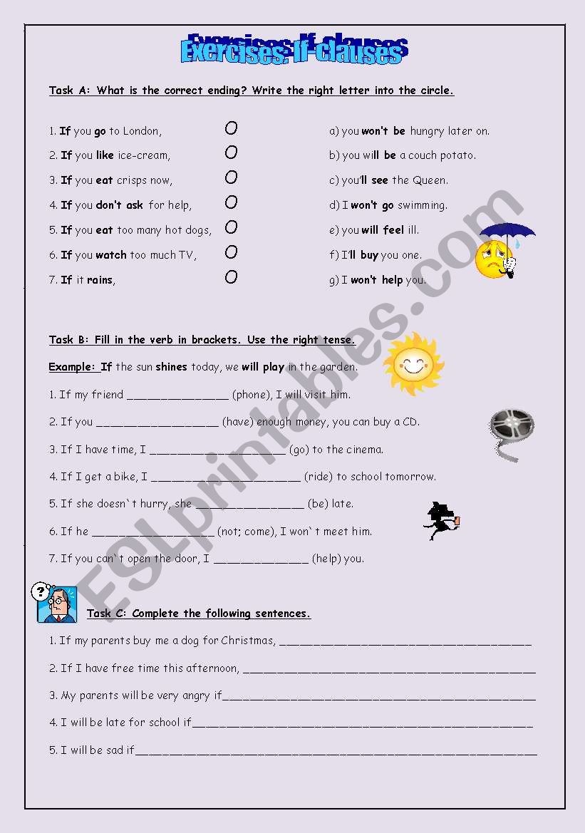 Exercises for if-clause 1 / conditional 1