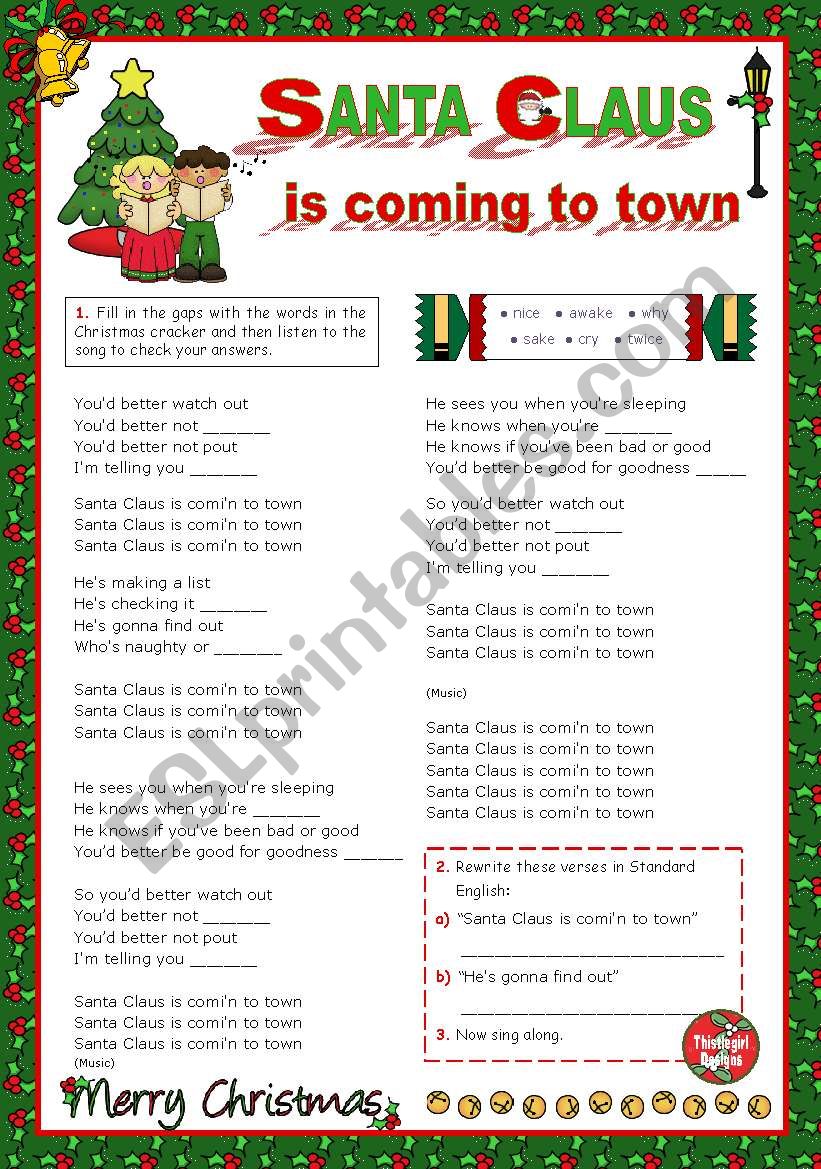 Christmas Set (10) - It´s time to sing along: Bruce Springsteen´s - ESL ...