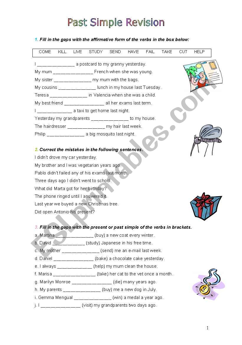 PAST SIMPLE REVISION ESL Worksheet By Peiolei