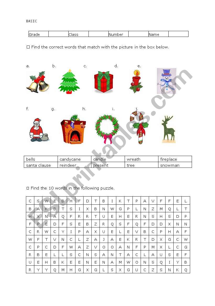 CHRISTMAS WORD(BASIC) worksheet