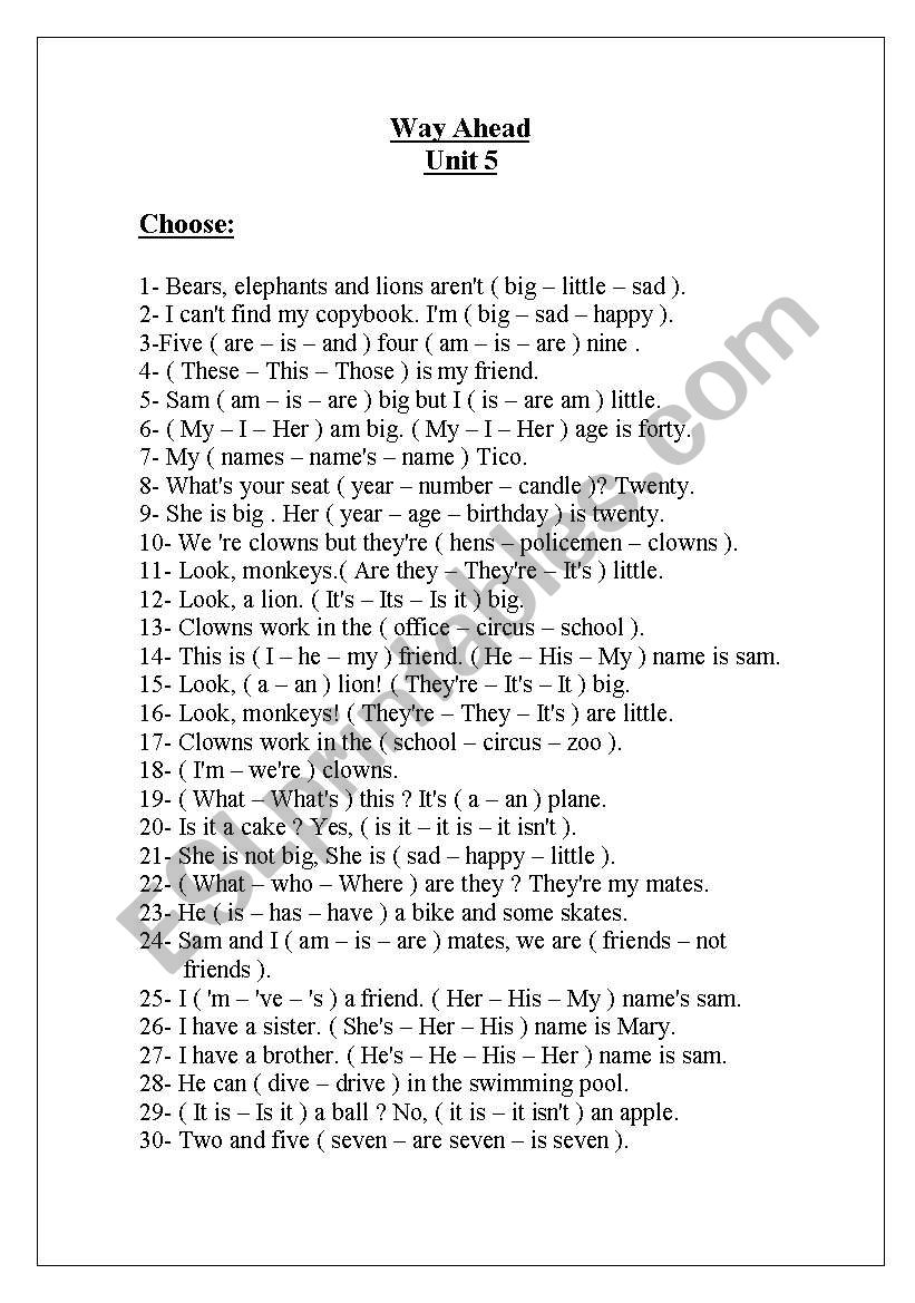 General vocabulary worksheet