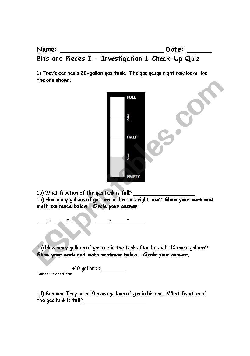 Fraction quiz special education inclusion