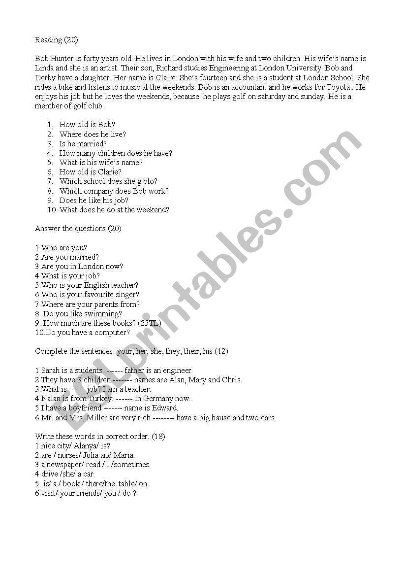 elementary worksheet worksheet