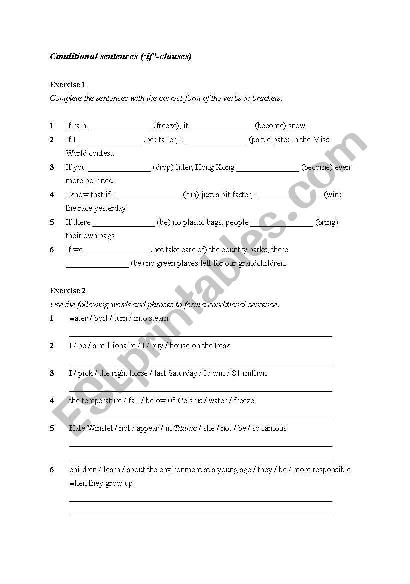 Conditionals worksheet