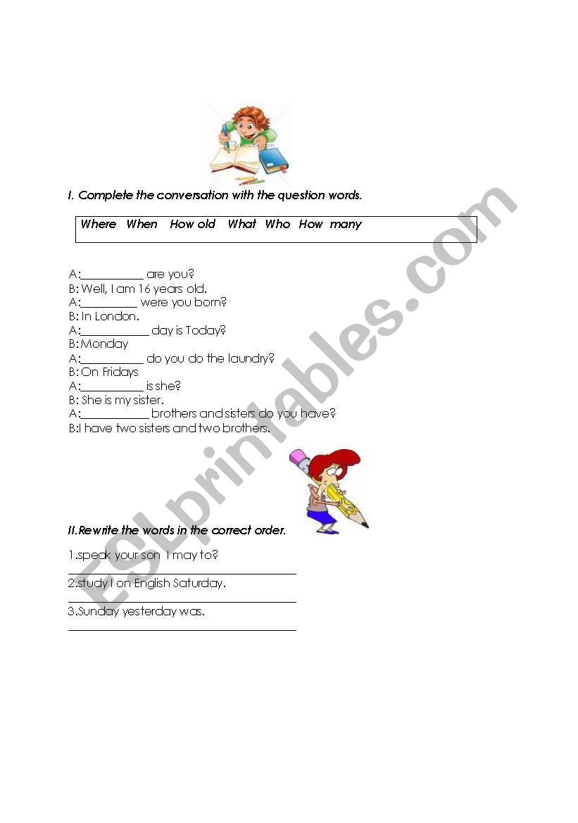 wh questions worksheet