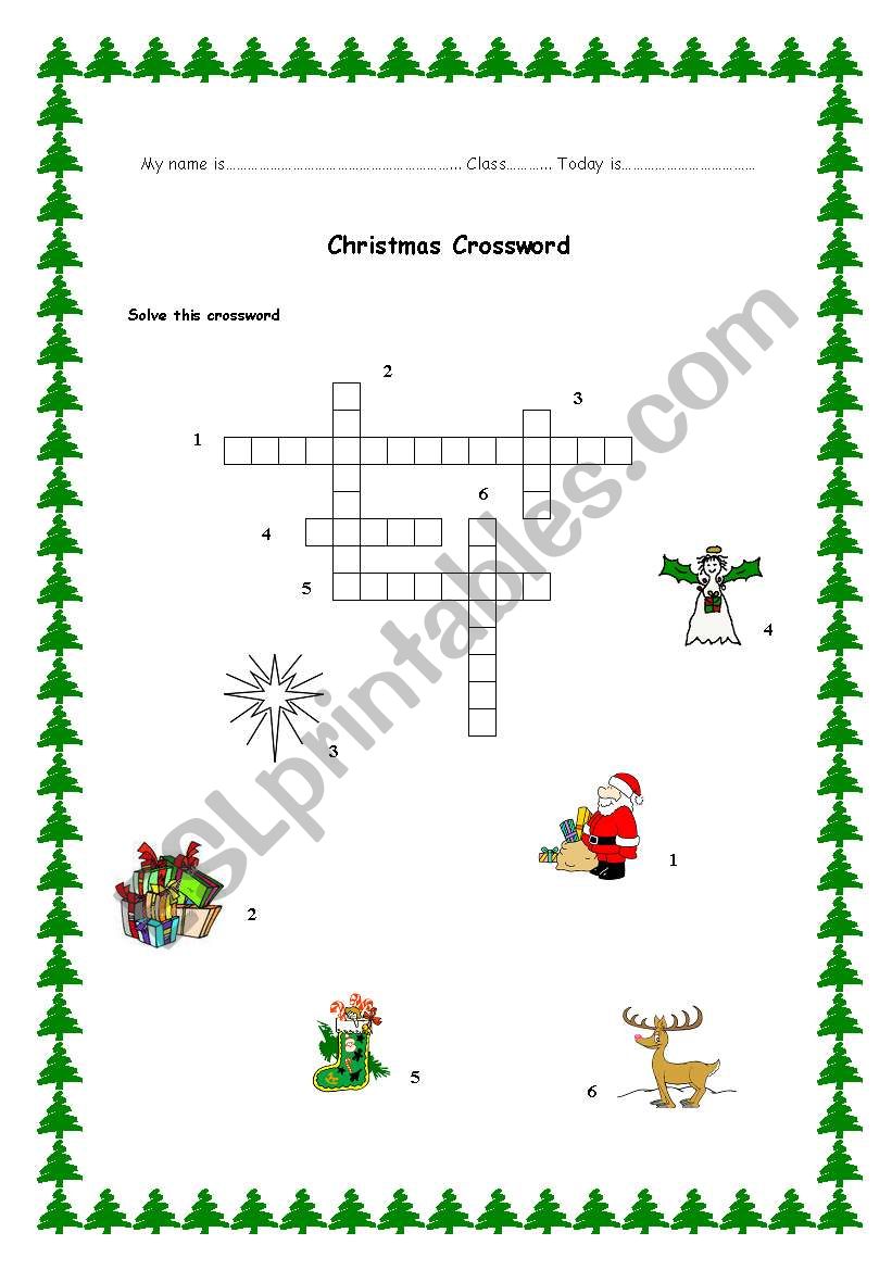 Christmas easy crossword worksheet