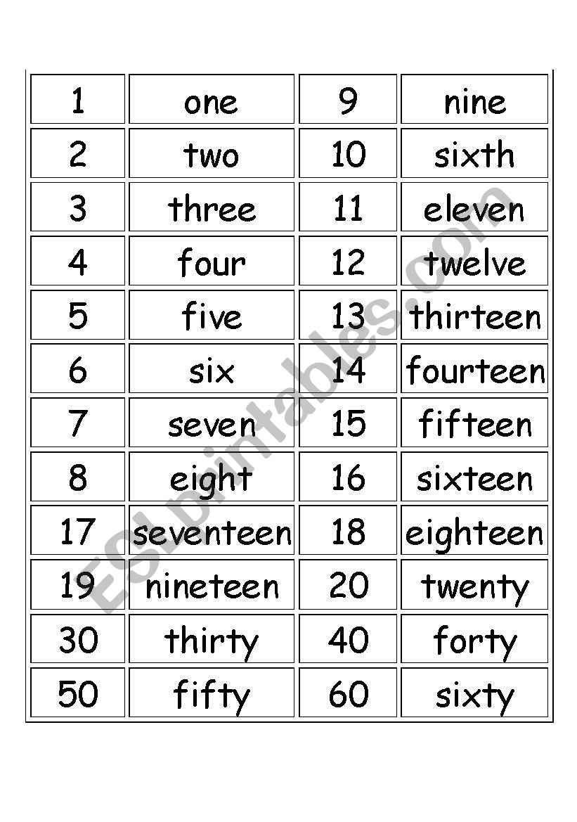 Numbers and Calendar Words Flashcards
