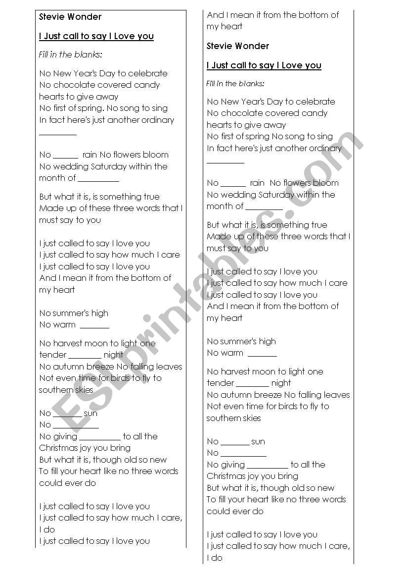 Stevie Wonder  worksheet