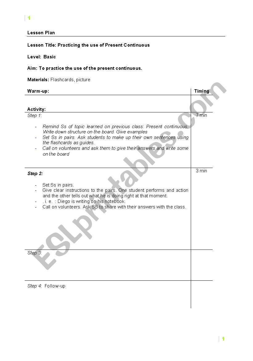 present continuous worksheet