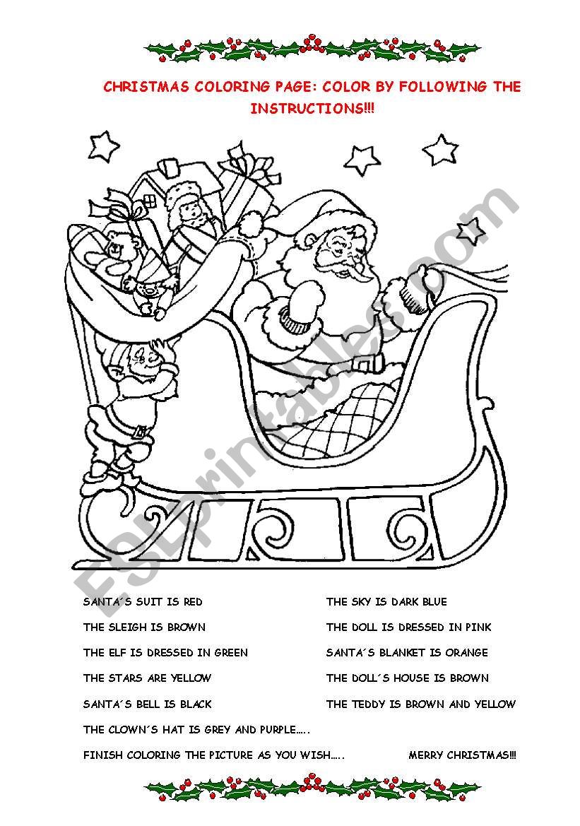 Color Santa  worksheet