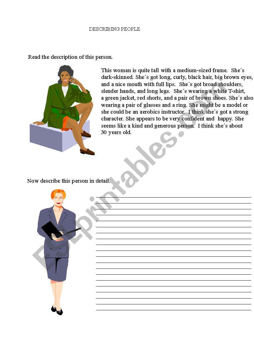 Describing people worksheet