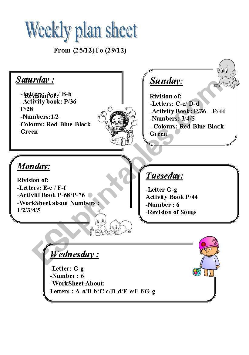 weekly plan worksheet