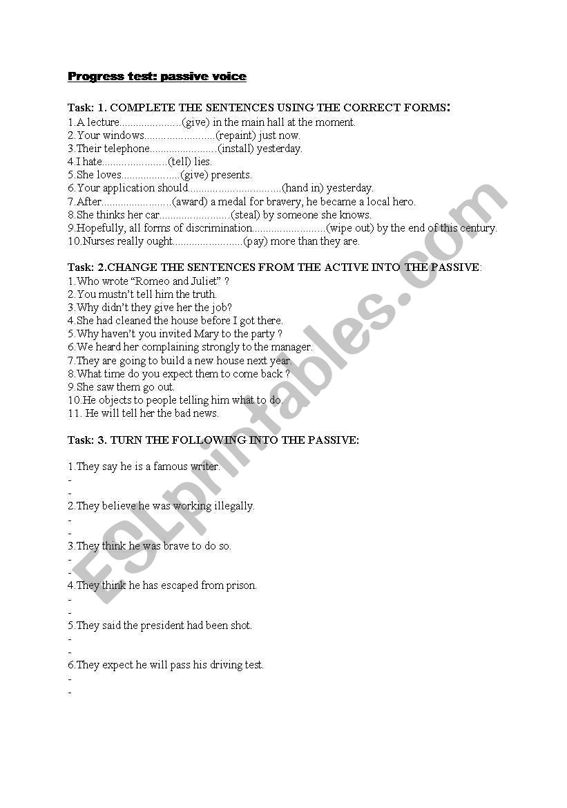 passive voice - practise or test!