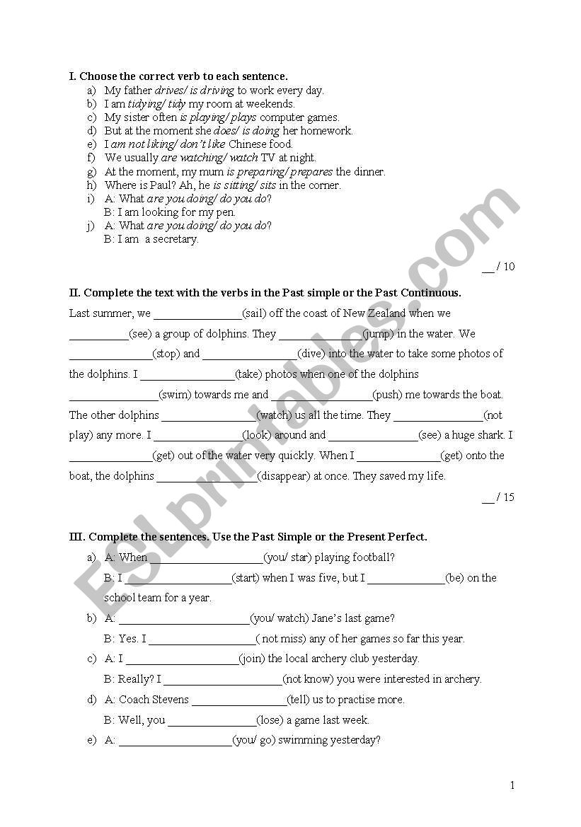 Test after primary school. worksheet