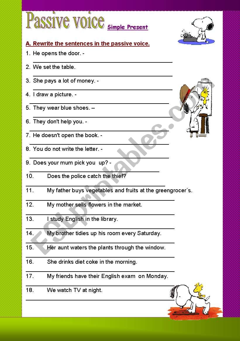 Passive Voice Simple Present Exercises ESL Worksheet By Seni