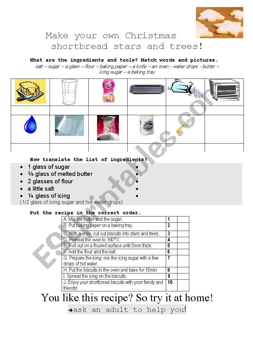 shortbread stars and trees worksheet