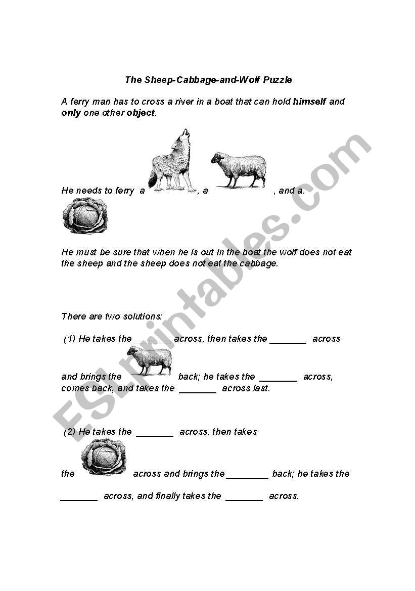 The Sheep-Wolf-Cabbage Puzzle worksheet