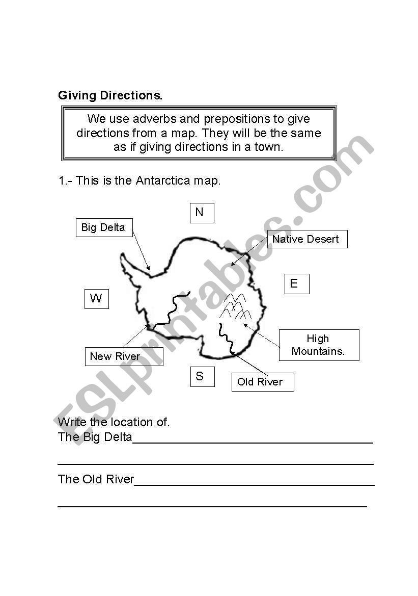 GIVING DIRECTIONS worksheet