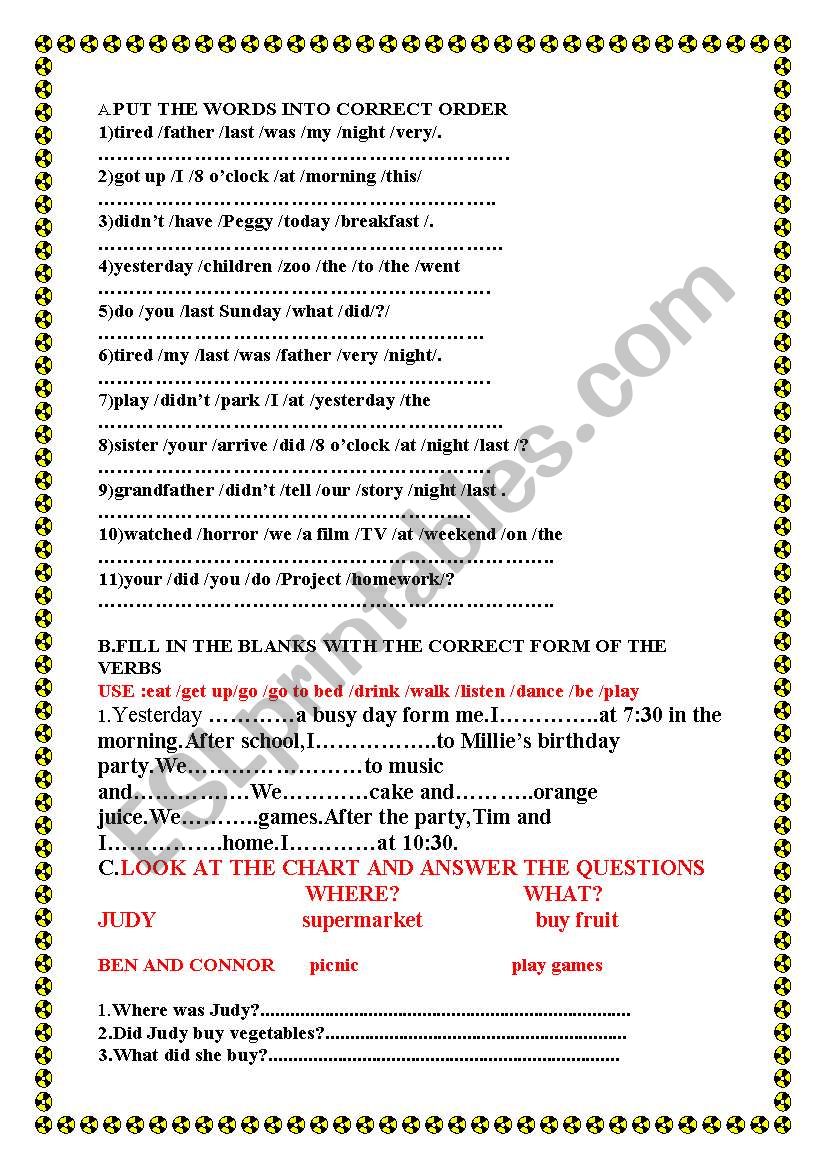 THE SIMPLE PAST TENSE worksheet