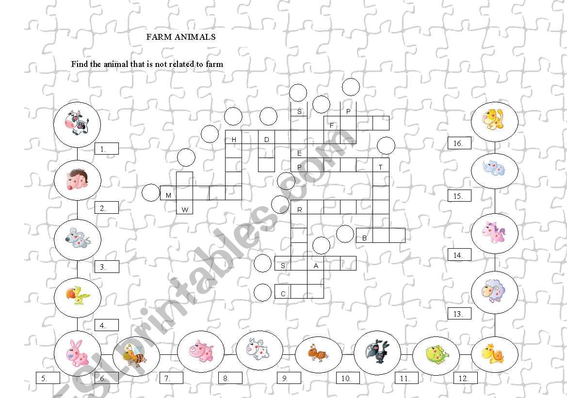 Farm Animals Crossword. worksheet