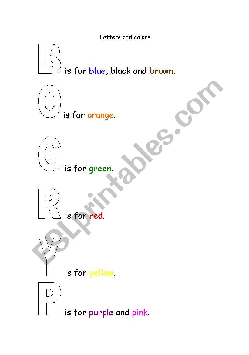 Letters and colors worksheet
