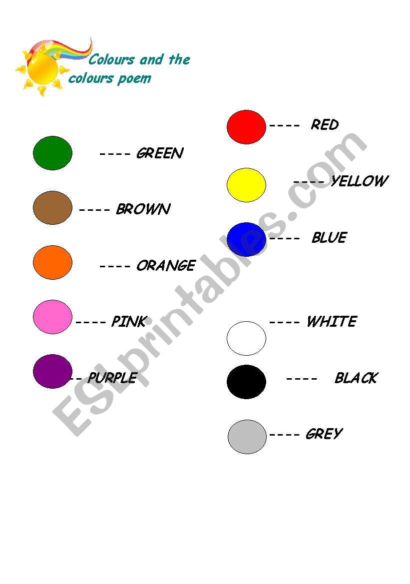 Colours worksheet