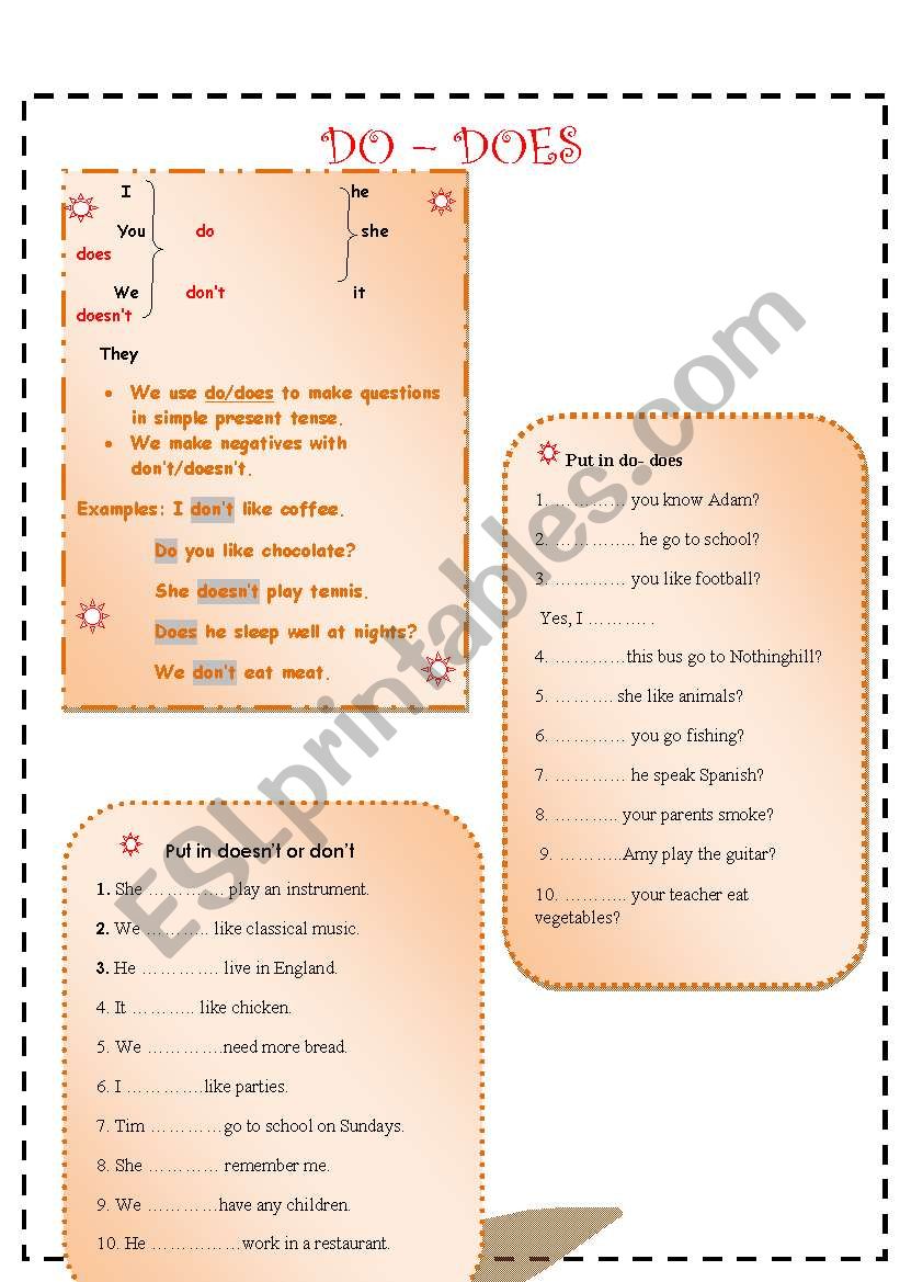 do-does and negatives worksheet