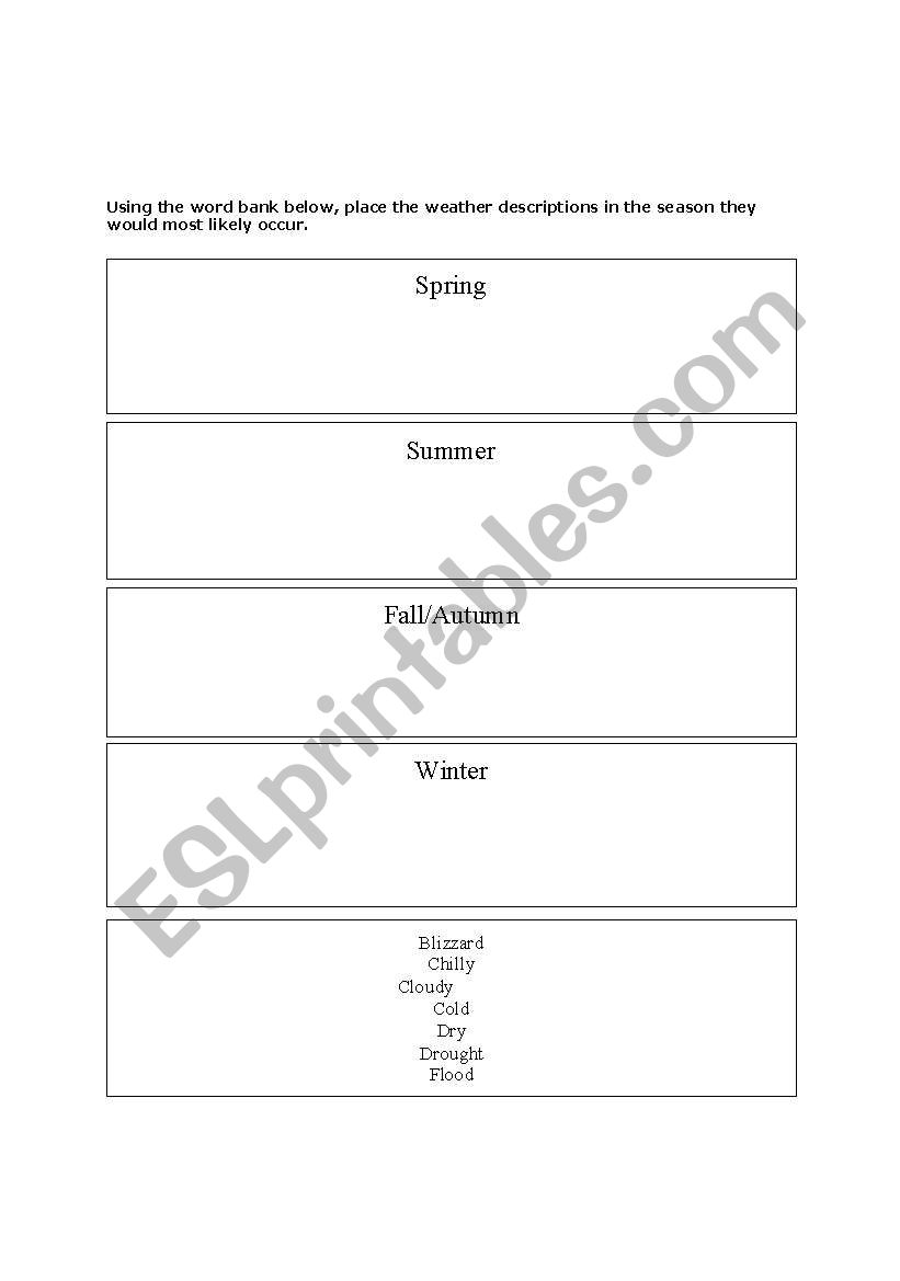 Weather Worksheet worksheet