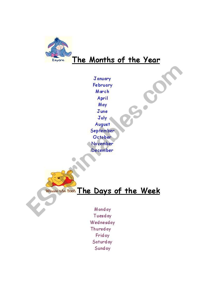  MONTHS & DAYS worksheet