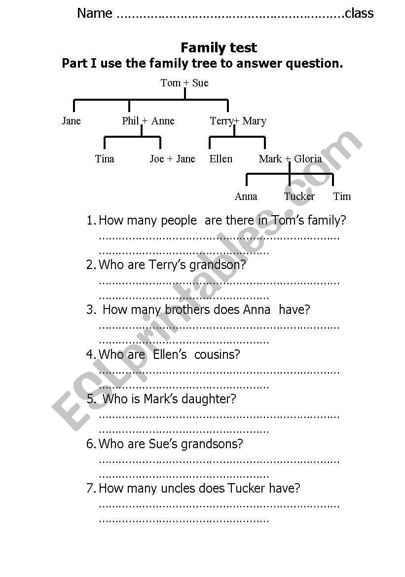 family worksheet