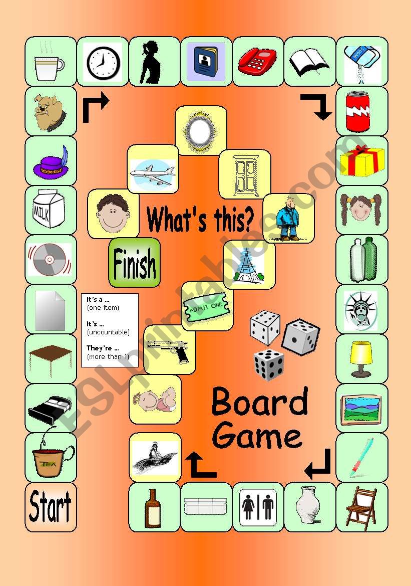 Board Game - What´s this? Its a ... - ESL worksheet by PhilipR