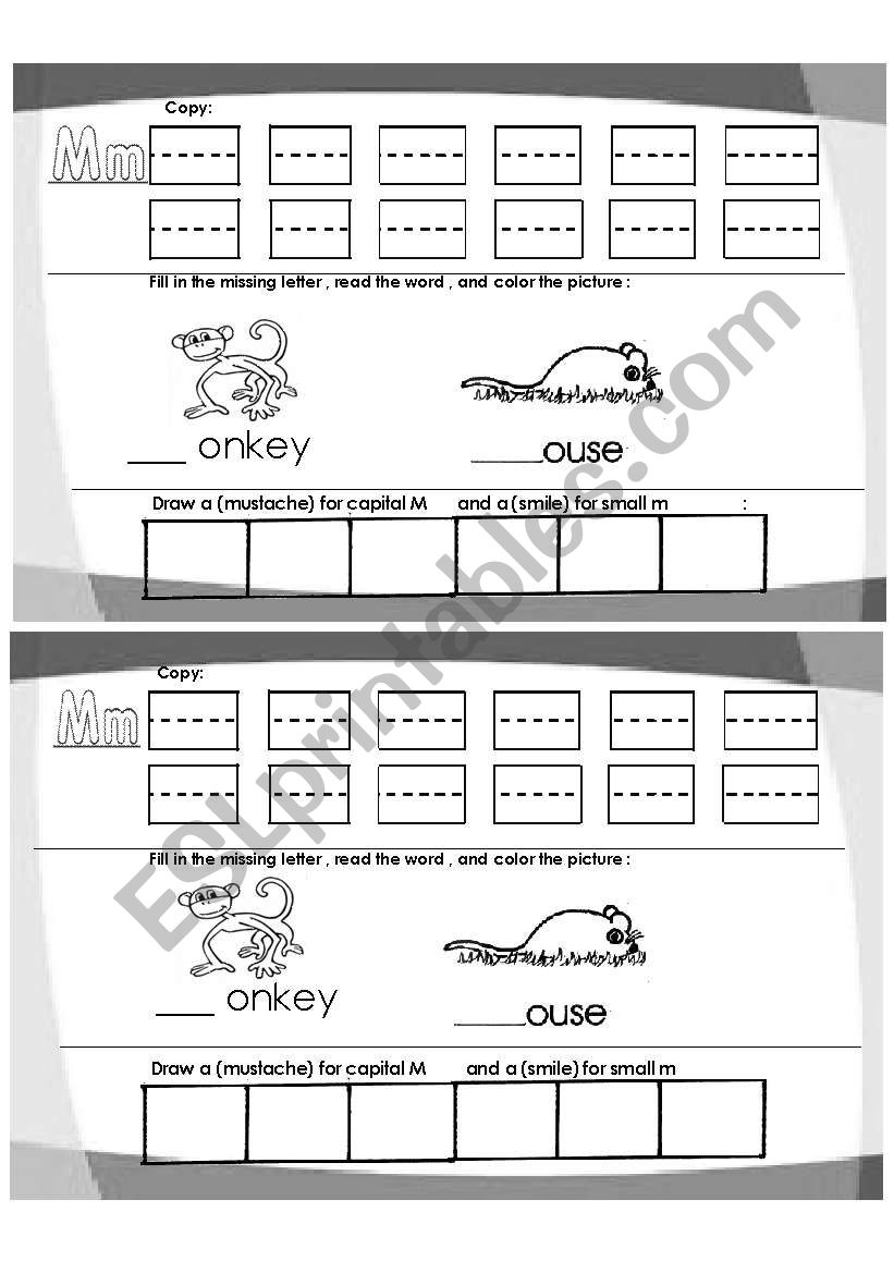 Letter M  version 2 worksheet