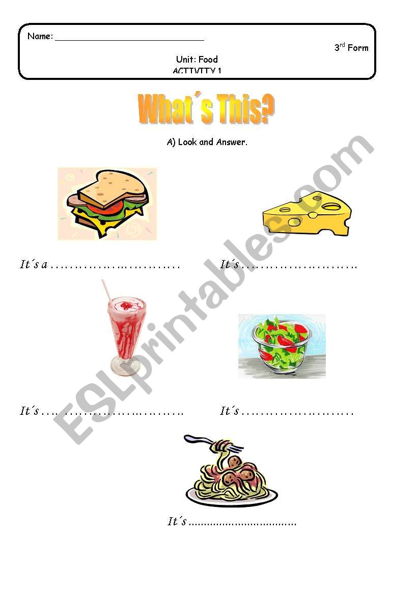 Food Part 1 worksheet