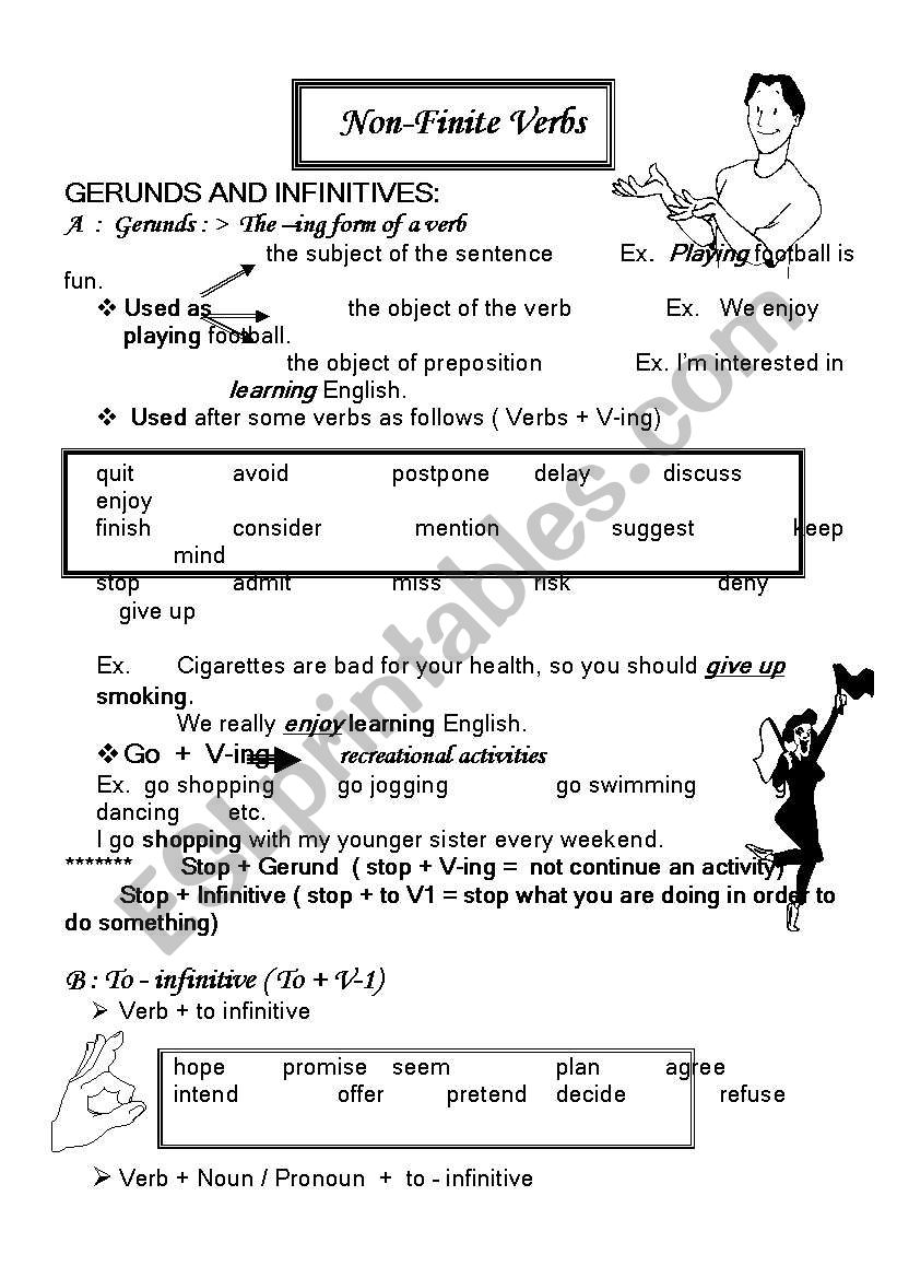 Non Finite Verbs ESL Worksheet By Eyesky