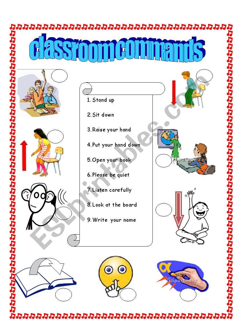 Classroom Commands ESL Worksheet By Thuyhadtd04