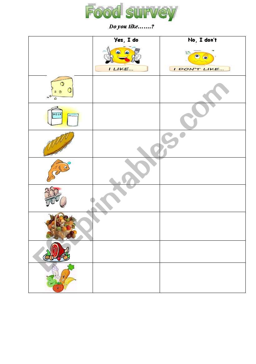 english-worksheets-food-survey