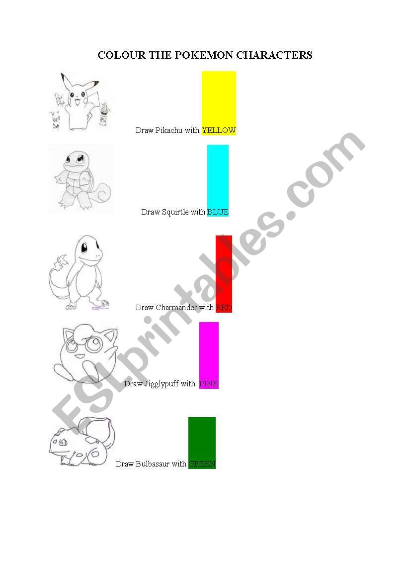 colours of pokemon worksheet