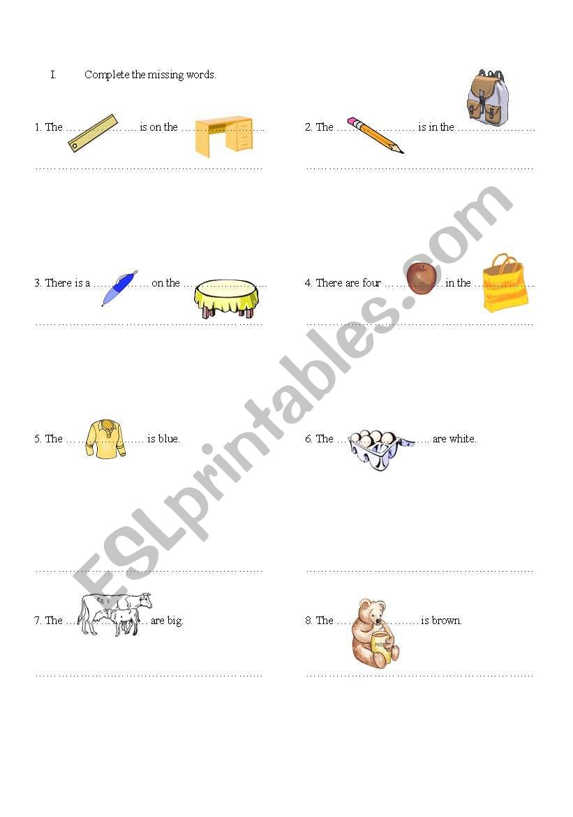 Objects worksheet