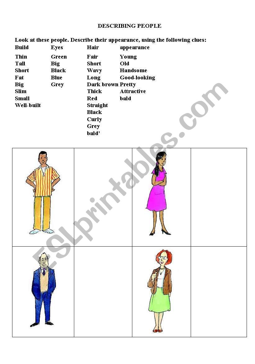 describing people worksheet