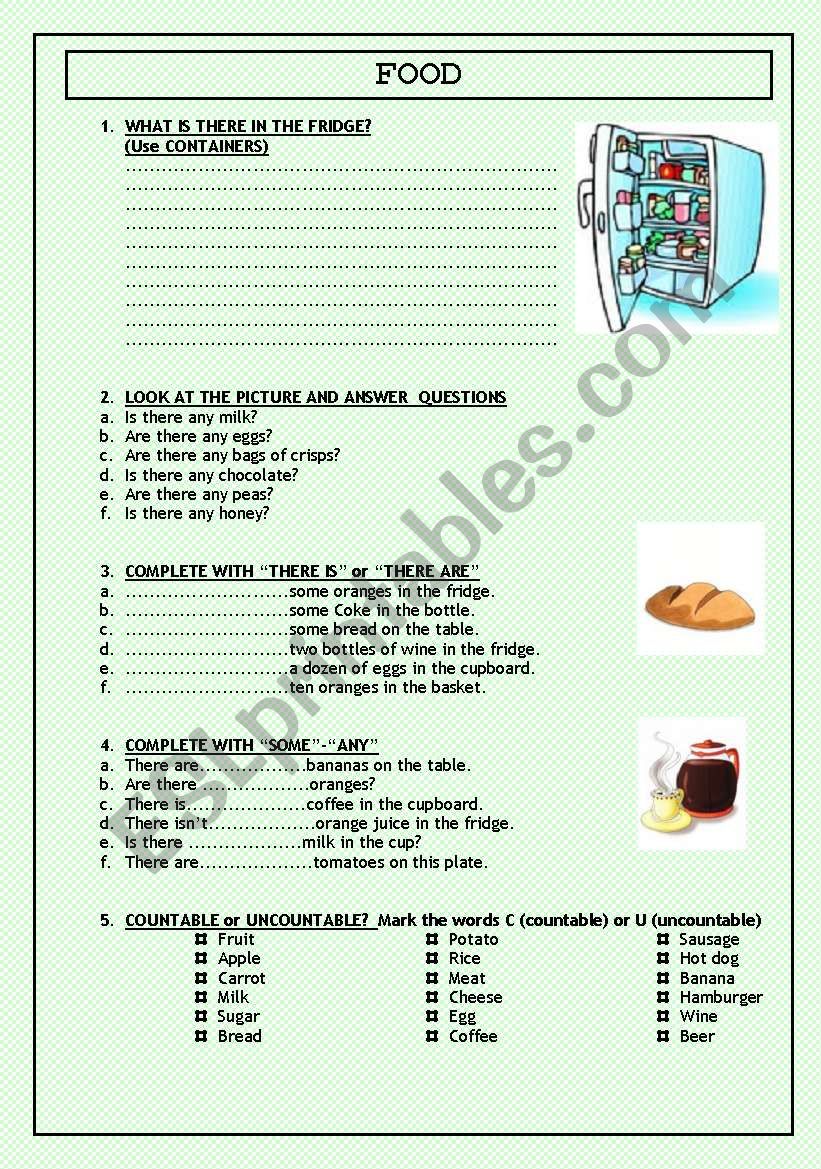 FOOD worksheet