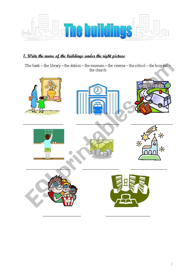 English Worksheets The Buildings Vocabulary 0320
